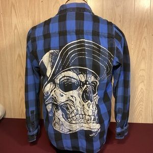 Hot Leathers Black Skull flannel mens shirt Hot Men’s size medium